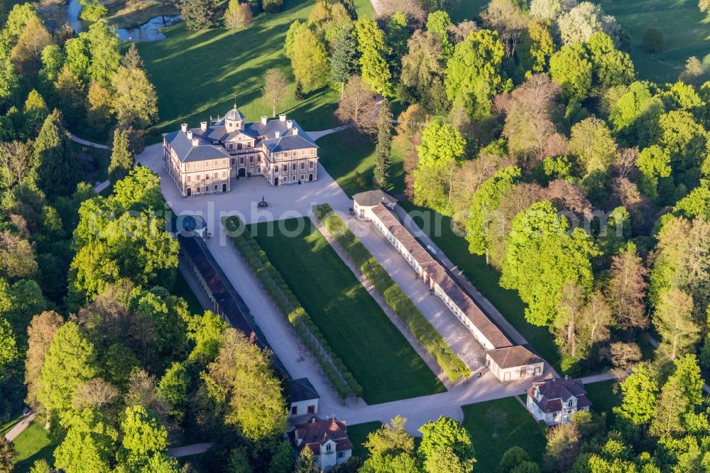 Aerial image Rastatt - Building complex in the park of the castle Favorite in Rastatt in the state Baden-Wuerttemberg, Germany