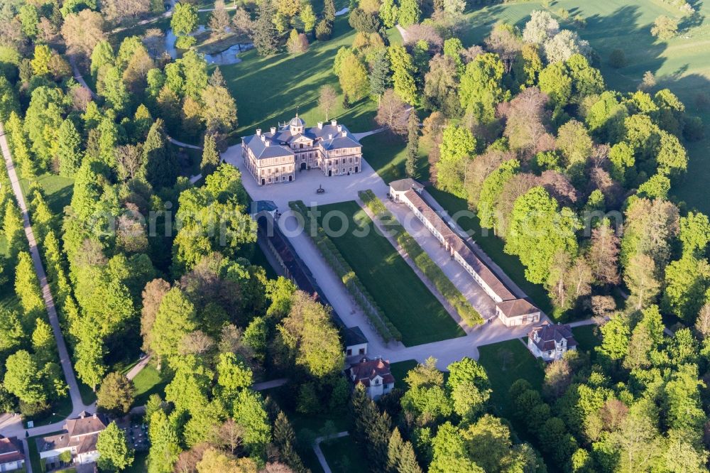 Aerial photograph Rastatt - Building complex in the park of the castle Favorite in Rastatt in the state Baden-Wuerttemberg, Germany