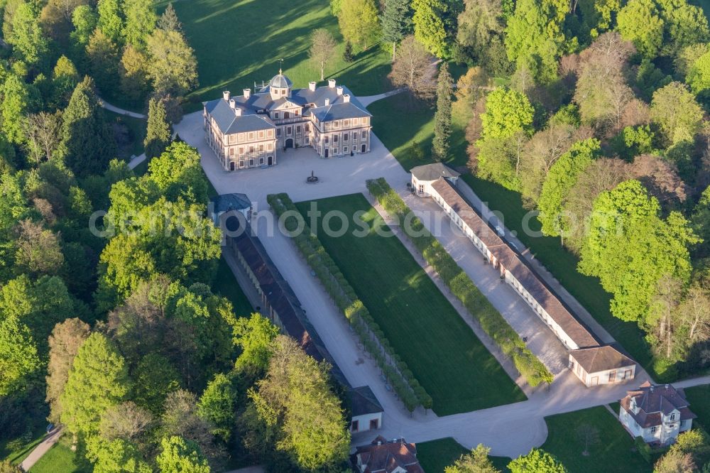 Rastatt from above - Building complex in the park of the castle Favorite in Rastatt in the state Baden-Wuerttemberg, Germany