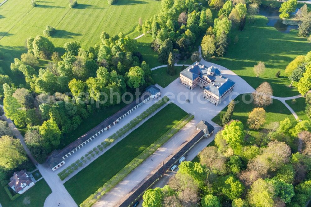 Rastatt from the bird's eye view: Building complex in the park of the castle Favorite in Rastatt in the state Baden-Wuerttemberg, Germany