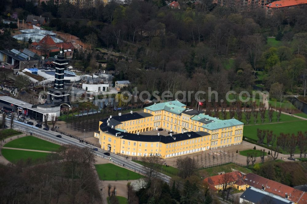 Aerial image Frederiksberg - Building complex in the park of the castle Frederiksberg Palace on Roskildevej in Frederiksberg in Region Hovedstaden, Denmark