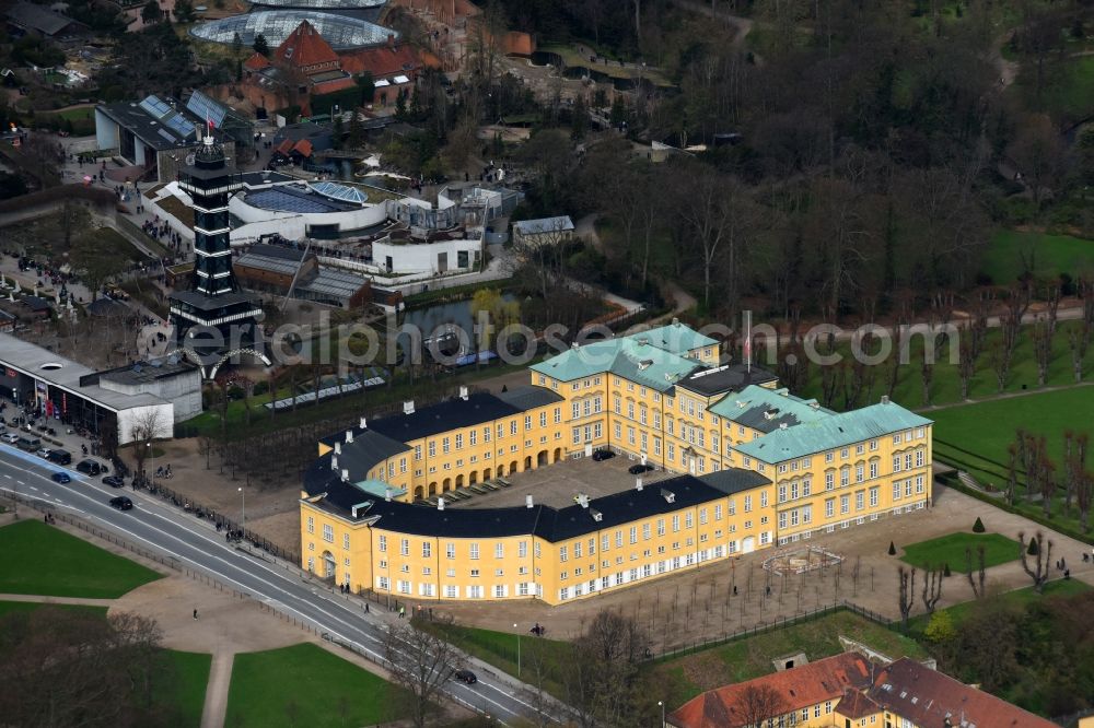 Aerial photograph Frederiksberg - Building complex in the park of the castle Frederiksberg Palace on Roskildevej in Frederiksberg in Region Hovedstaden, Denmark