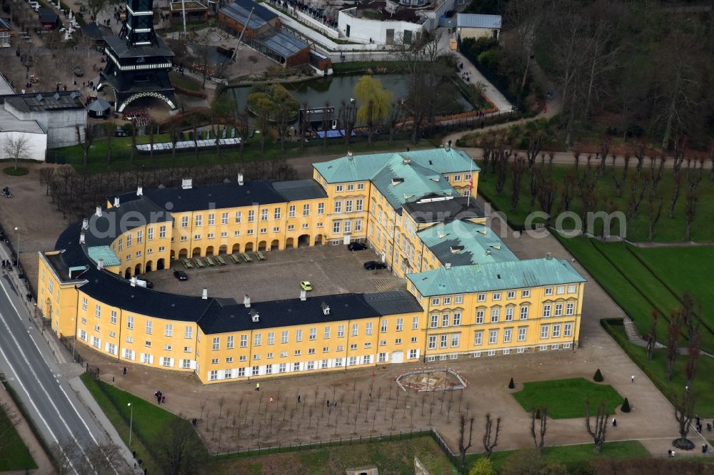 Frederiksberg from the bird's eye view: Building complex in the park of the castle Frederiksberg Palace on Roskildevej in Frederiksberg in Region Hovedstaden, Denmark