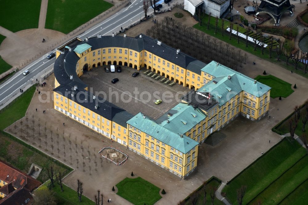 Aerial image Frederiksberg - Building complex in the park of the castle Frederiksberg Palace on Roskildevej in Frederiksberg in Region Hovedstaden, Denmark