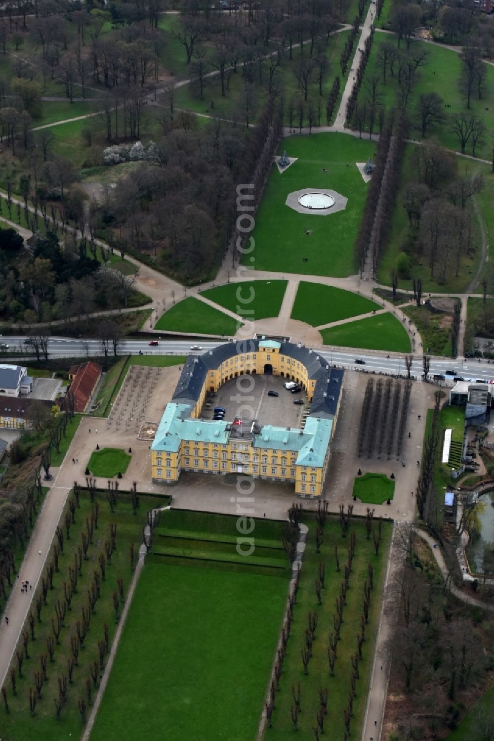 Aerial image Frederiksberg - Building complex in the park of the castle Frederiksberg Palace on Roskildevej in Frederiksberg in Region Hovedstaden, Denmark