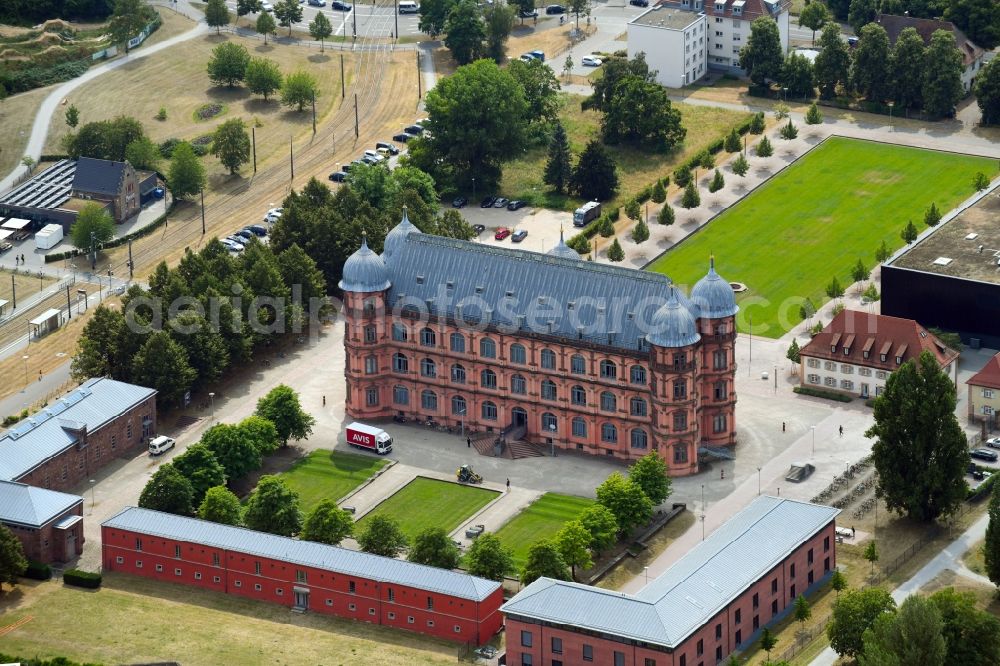 Aerial image Karlsruhe - Building complex in the park of the castle Gottesaue in Karlsruhe in the state Baden-Wurttemberg, Germany