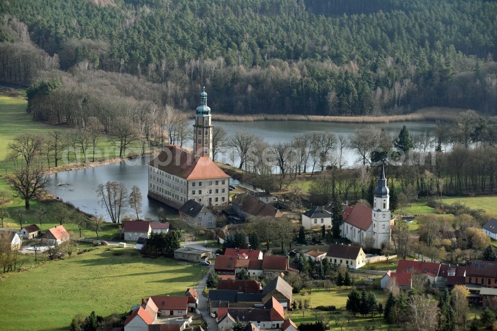 Aerial photograph Bad Schmiedeberg - Building complex in the park of the castle am Heideteichbach in Bad Schmiedeberg in the state Saxony-Anhalt