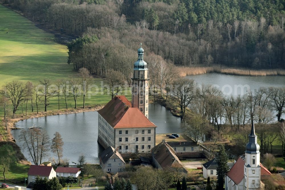 Bad Schmiedeberg from the bird's eye view: Building complex in the park of the castle am Heideteichbach in Bad Schmiedeberg in the state Saxony-Anhalt