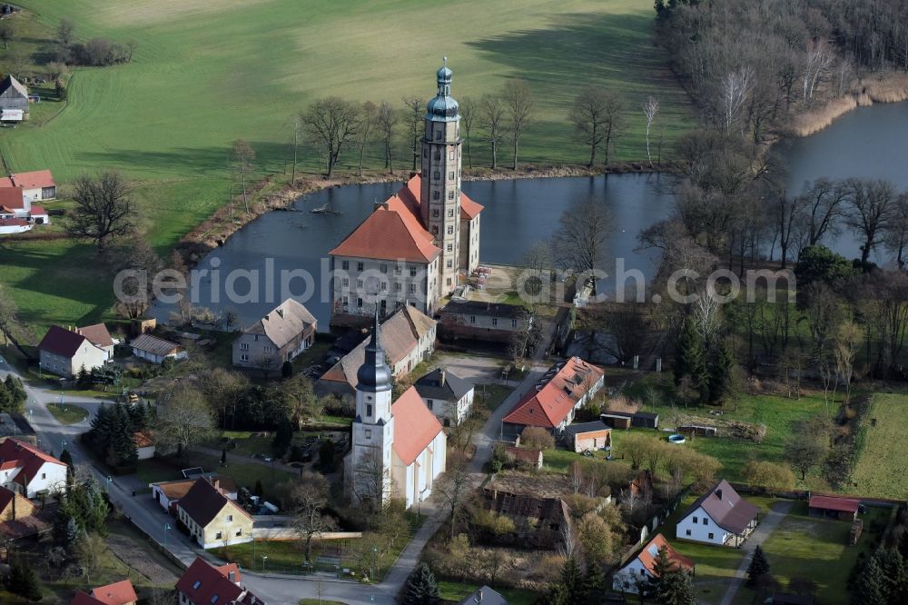 Aerial image Bad Schmiedeberg - Building complex in the park of the castle am Heideteichbach in Bad Schmiedeberg in the state Saxony-Anhalt