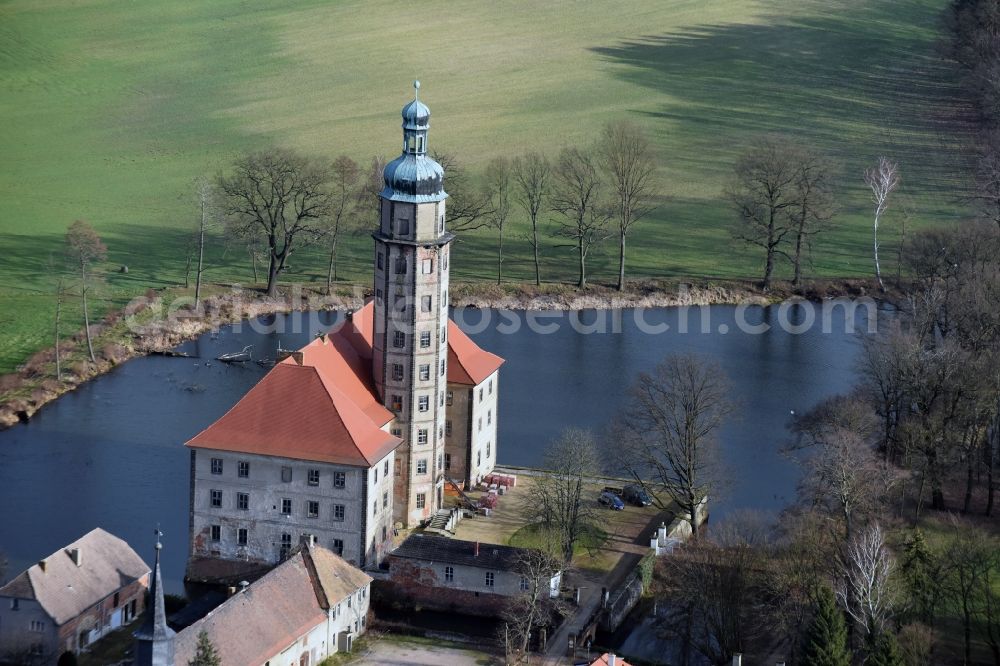 Bad Schmiedeberg from above - Building complex in the park of the castle am Heideteichbach in Bad Schmiedeberg in the state Saxony-Anhalt