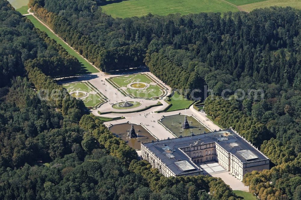 Aerial image Chiemsee - Building complex in the park of the castle Herrenchiemsee in Chiemsee in the state Bavaria