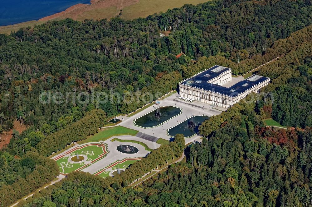 Aerial photograph Chiemsee - Building complex in the park of the castle Herrenchiemsee in Chiemsee in the state Bavaria