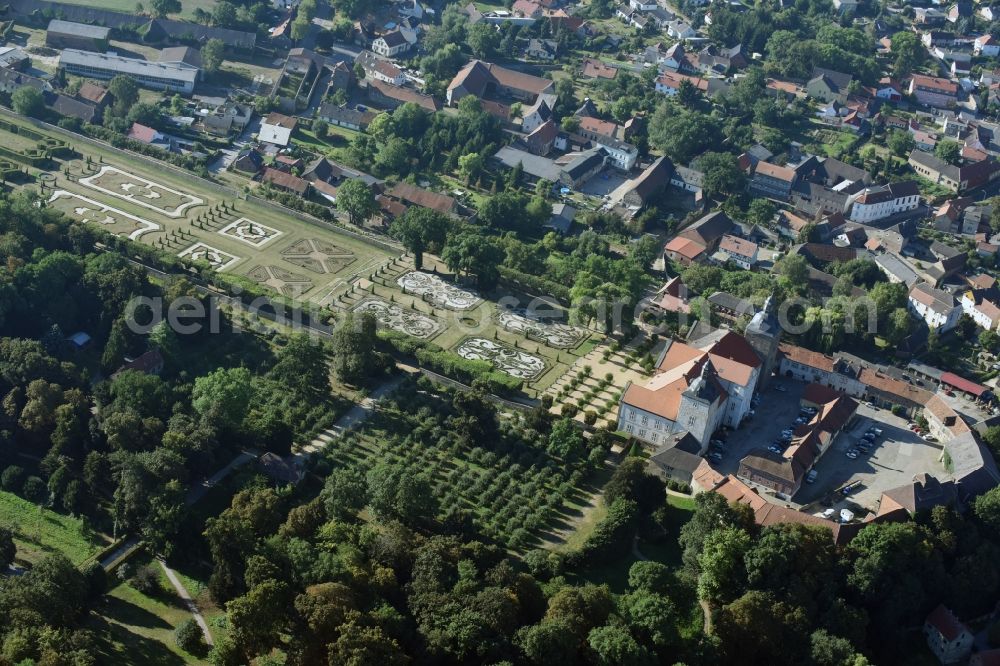 Hundisburg from above - Building complex in the park of the castle Hundisburg in Hundisburg in the state Saxony-Anhalt