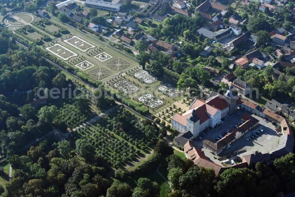 Hundisburg from the bird's eye view: Building complex in the park of the castle Hundisburg in Hundisburg in the state Saxony-Anhalt