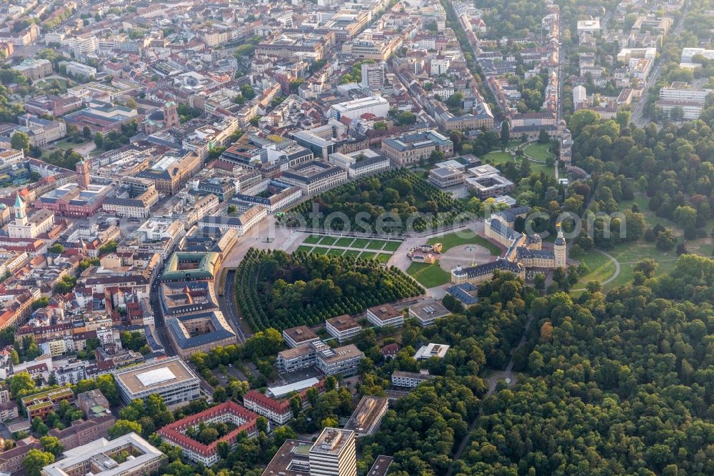 Aerial photograph Karlsruhe - Building complex in the park of the castle Karlsruhe in Karlsruhe in the state Baden-Wurttemberg, Germany