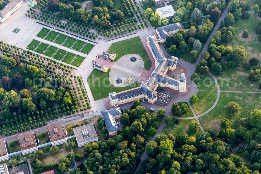 Aerial image Karlsruhe - Building complex in the park of the castle Karlsruhe in Karlsruhe in the state Baden-Wurttemberg, Germany