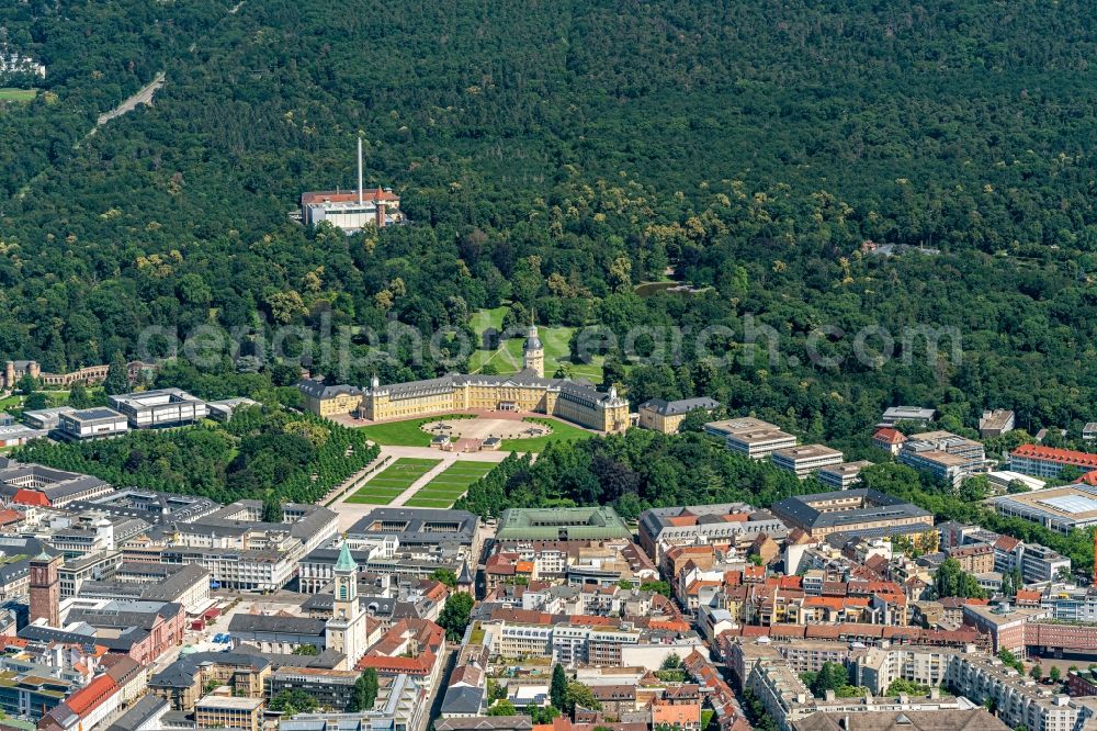 Karlsruhe from the bird's eye view: Building complex in the park of the castle Karlsruhe in Karlsruhe in the state Baden-Wurttemberg, Germany