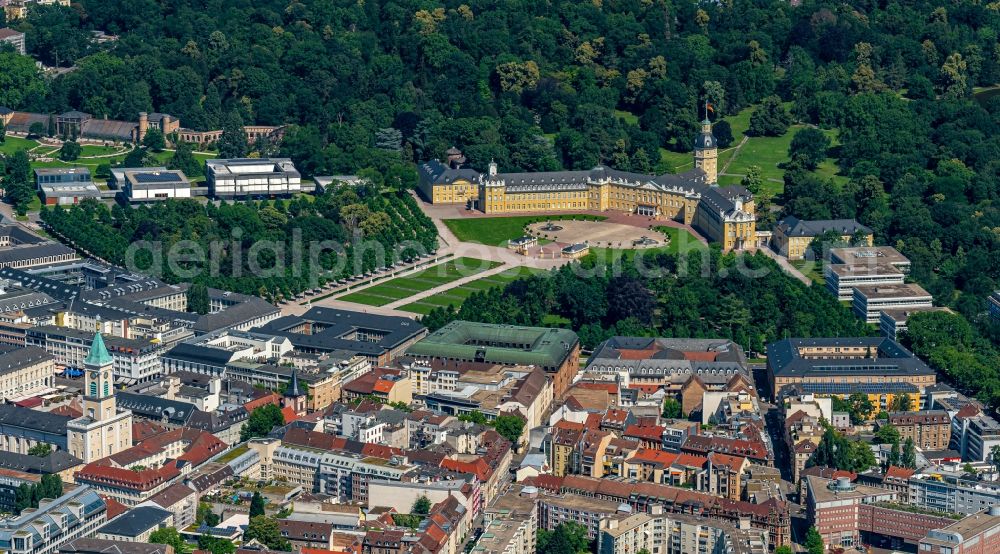 Karlsruhe from the bird's eye view: Building complex in the park of the castle Karlsruhe in Karlsruhe in the state Baden-Wurttemberg, Germany