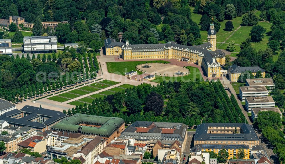 Aerial photograph Karlsruhe - Building complex in the park of the castle Karlsruhe in Karlsruhe in the state Baden-Wurttemberg, Germany