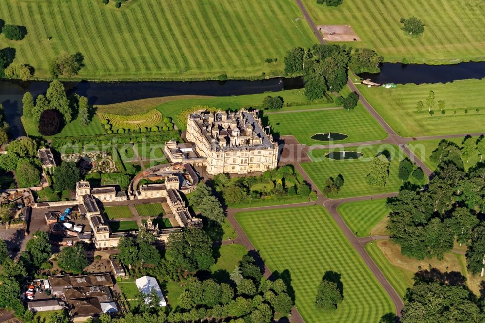 Aerial photograph Longleat - Building complex in the park of the castle Longleat House Warminster in Longleat in United Kingdom