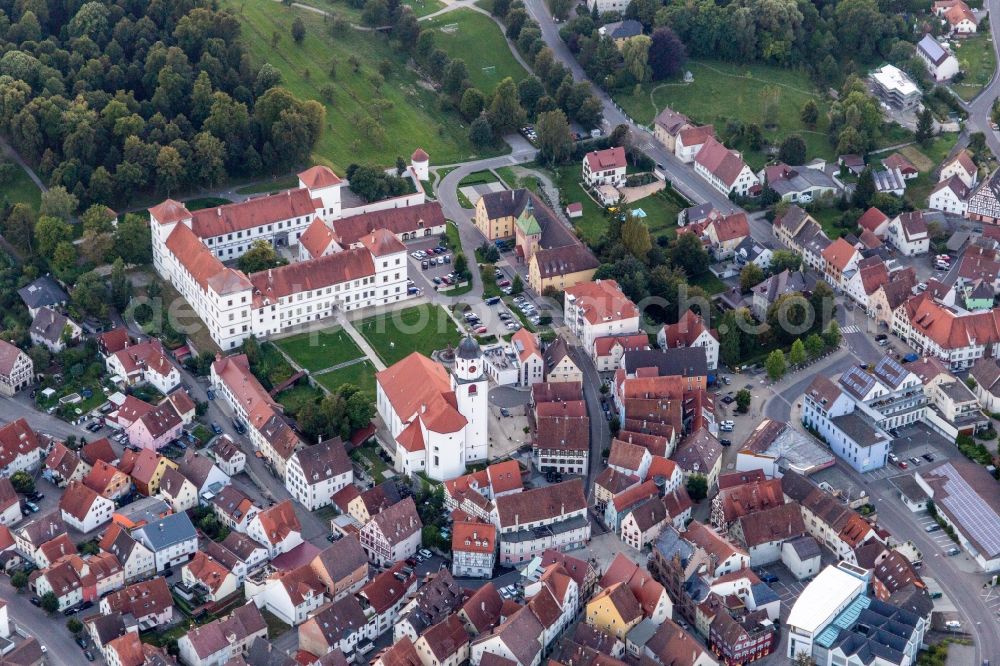 Aerial image Meßkirch - Building complex in the park of the castle Schloss Messkirch in Messkirch in the state Baden-Wuerttemberg, Germany