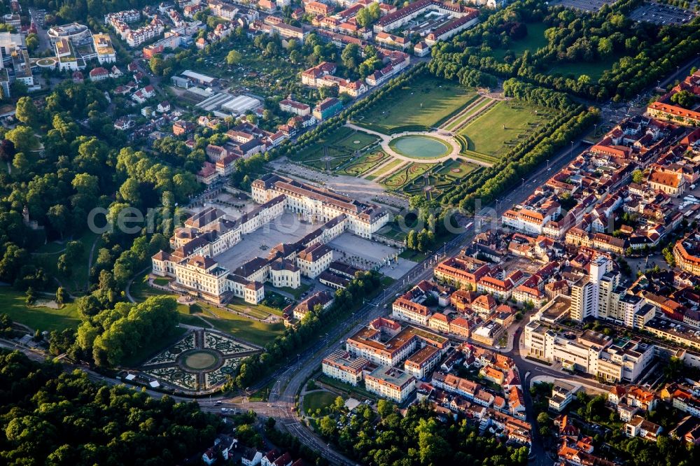 Aerial photograph Ludwigsburg - Building complex in the park of the castle Residenzschloss Ludwigsburg in Ludwigsburg in the state Baden-Wuerttemberg, Germany