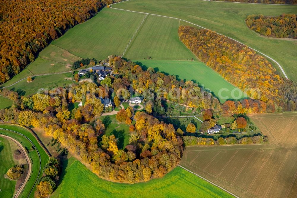 Düsseldorf from above - Building complex in the park of the castle Roland in Duesseldorf in the state North Rhine-Westphalia, Germany