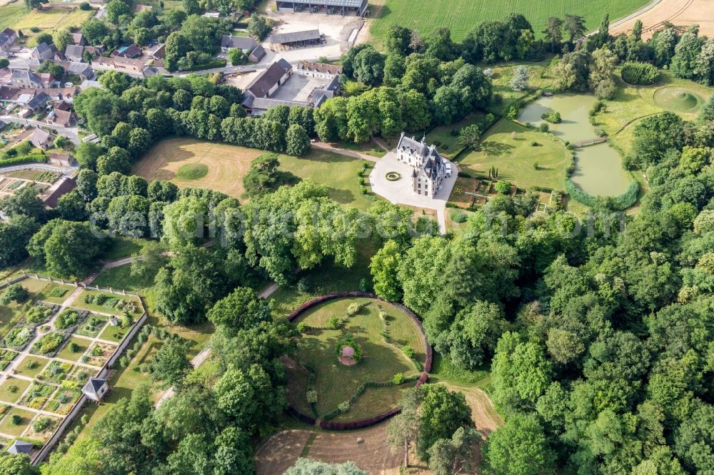 Saint-Cyr-du-Gault from above - Building complex in the park of the castle Saint-Cyr-du-Gault in Saint-Cyr-du-Gault in Centre-Val de Loire, France