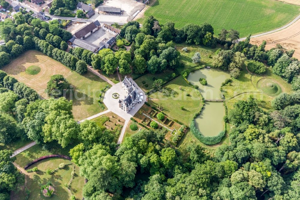 Saint-Cyr-du-Gault from the bird's eye view: Building complex in the park of the castle Saint-Cyr-du-Gault in Saint-Cyr-du-Gault in Centre-Val de Loire, France