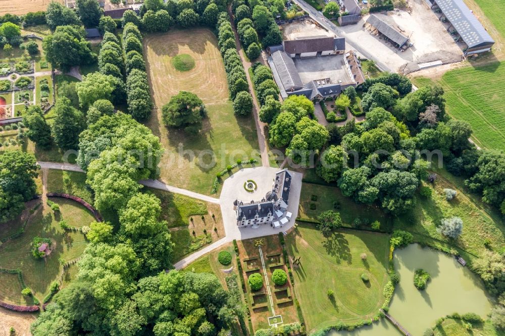 Aerial image Saint-Cyr-du-Gault - Building complex in the park of the castle Saint-Cyr-du-Gault in Saint-Cyr-du-Gault in Centre-Val de Loire, France