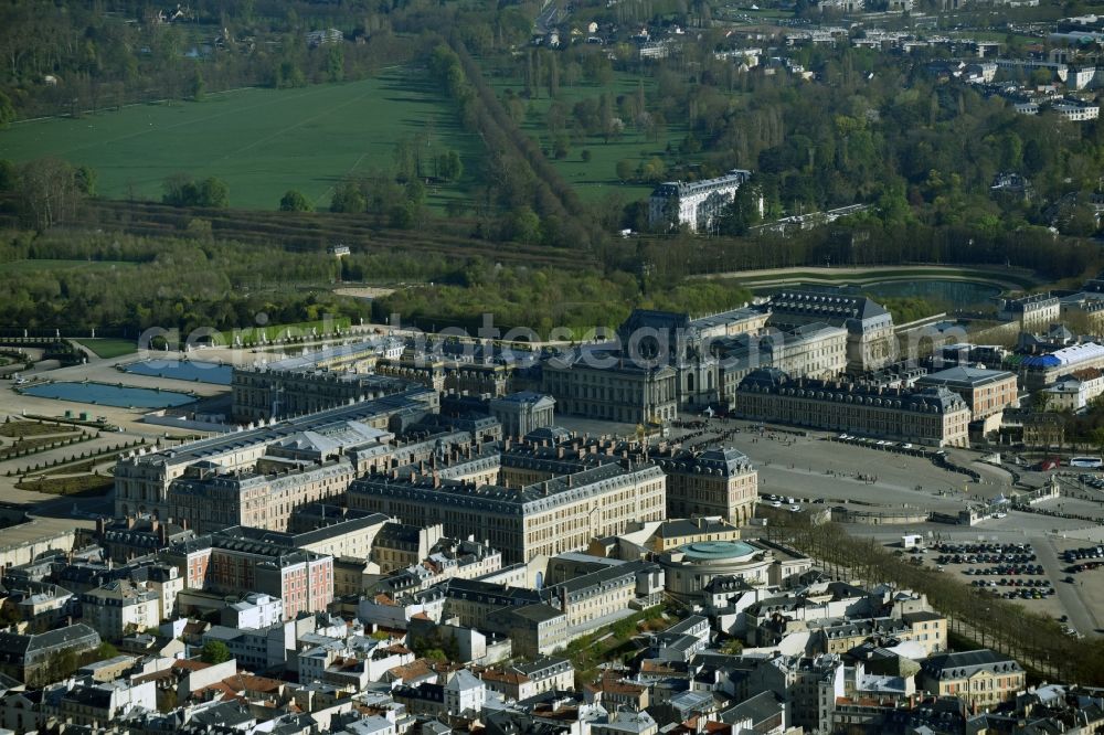 Aerial image Versailles - Building complex in the park of the castle Schloss Versailles am Place d'Armes in Versailles in Ile-de-France, France