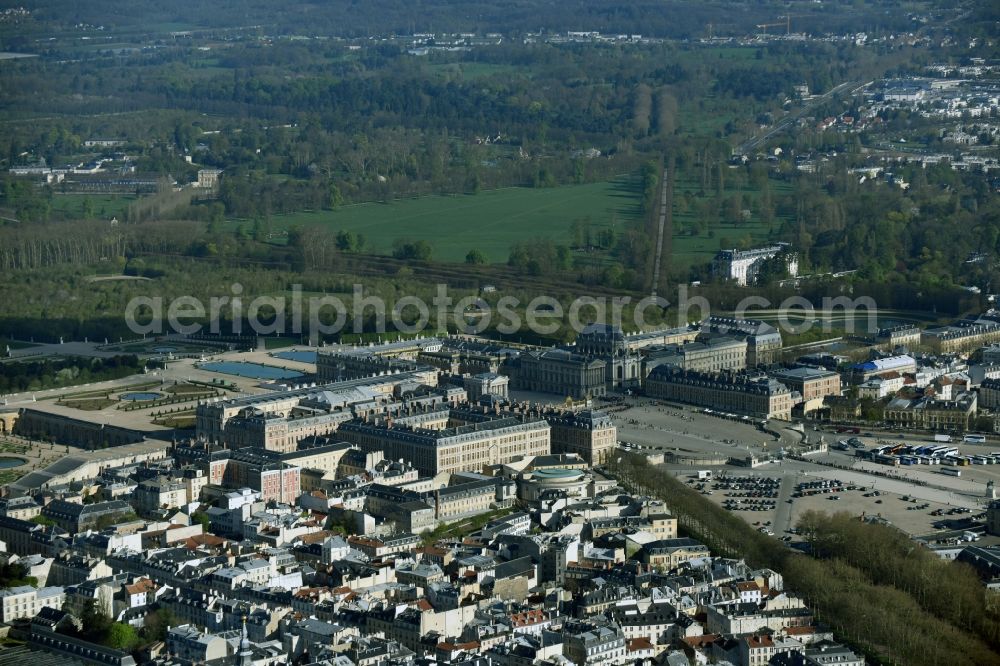 Aerial image Versailles - Building complex in the park of the castle Schloss Versailles am Place d'Armes in Versailles in Ile-de-France, France