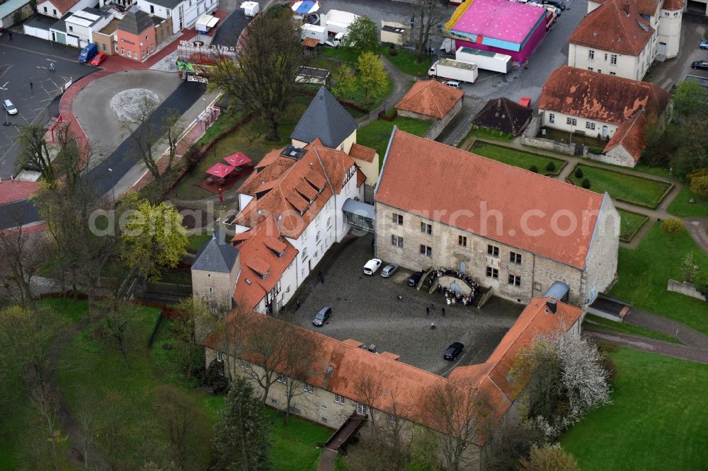 Aerial image Schöningen - Building complex in the park of the castle Schoeningen on Burgplatz in Schoeningen in the state Lower Saxony