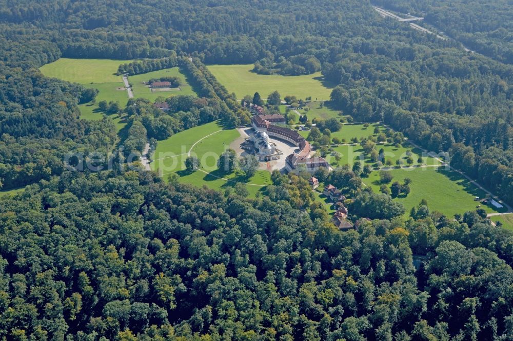 Stuttgart from above - Building complex in the park of the castle Solitude in Stuttgart in the state Baden-Wuerttemberg