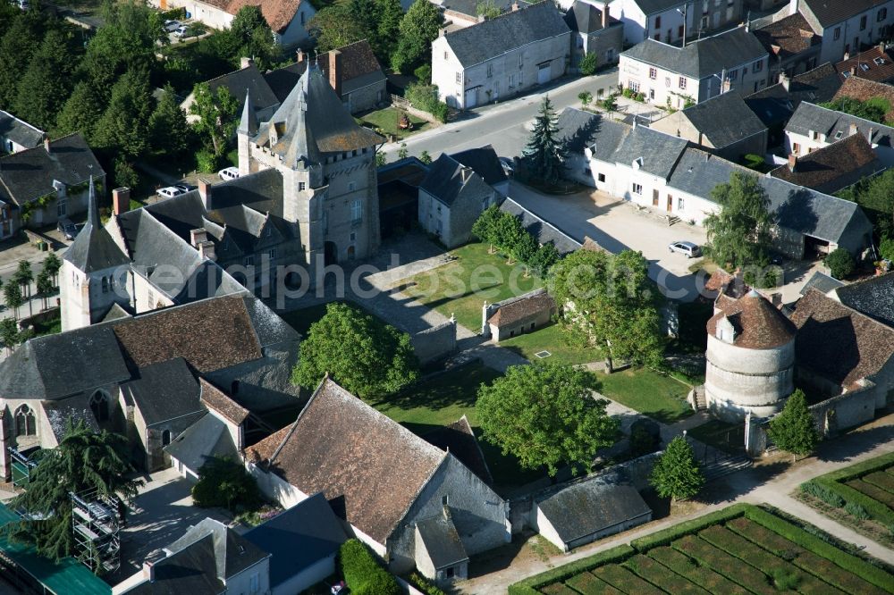 Talcy from above - Building complex in the park of the castle Chateau Talcy in Talcy in Centre-Val de Loire, France