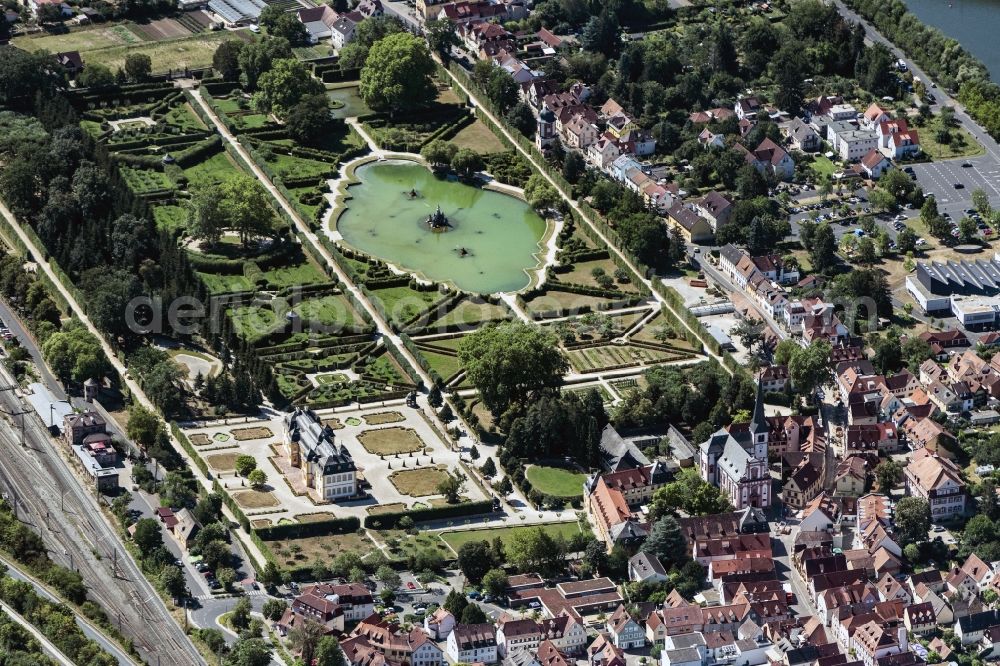 Veitshöchheim from above - Building complex in the park of the castle Veitshoechheim in Veitshoechheim in the state Bavaria, Germany