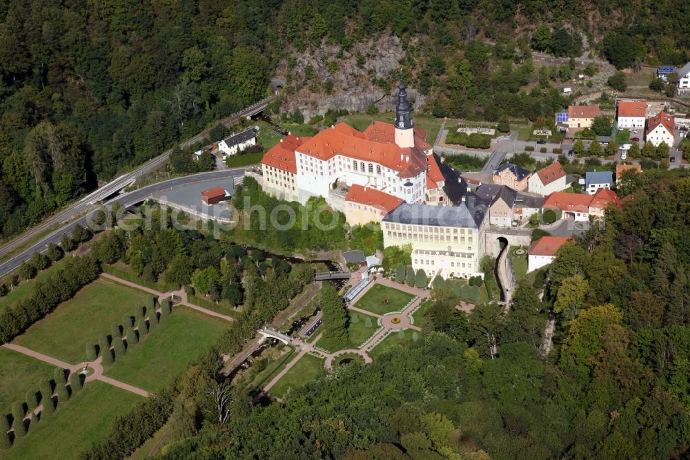 Aerial image Weesenstein - Building complex in the park of the castle Weesenstein in Weesenstein in the state Saxony, Germany