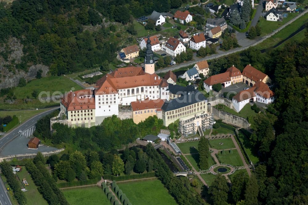 Aerial image Weesenstein - Building complex in the park of the castle Weesenstein in Weesenstein in the state Saxony, Germany