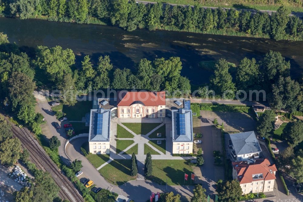 Aerial photograph Sigmaringen - Building complex in the park of the castle Sparkassen-Forum Hofgarten on the Danube river in Sigmaringen in the state Baden-Wurttemberg, Germany