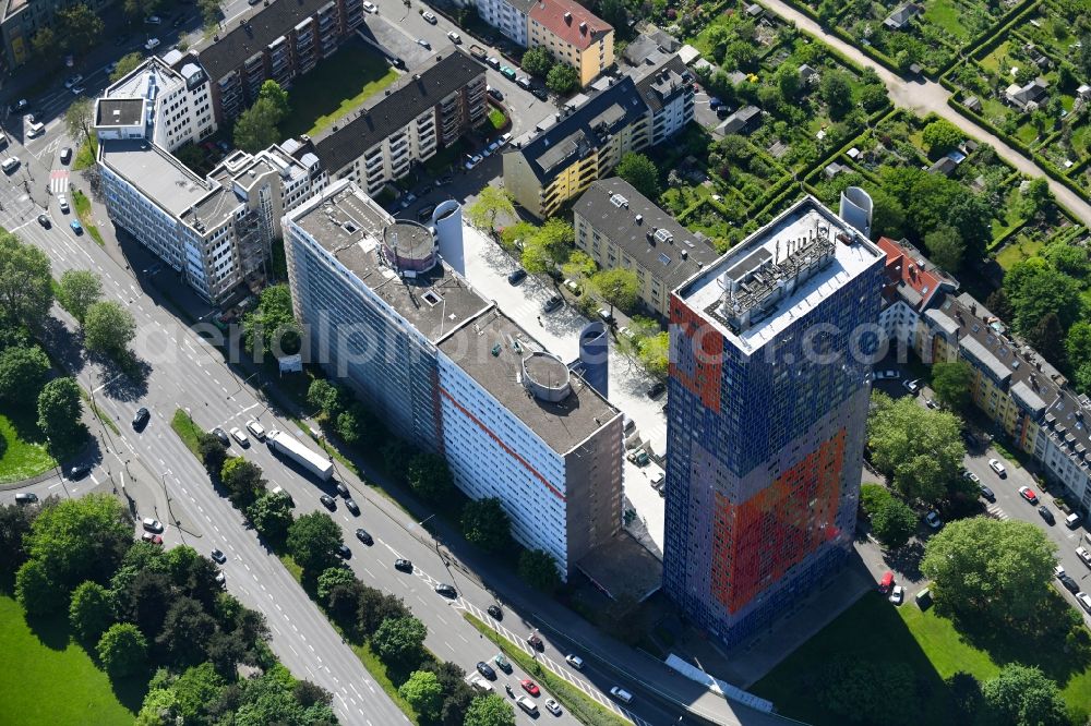 Köln from above - Complex of buildings broadcasting center Deutschlandfunk in the district Rodenkirchen in Cologne in the state North Rhine-Westphalia, Germany