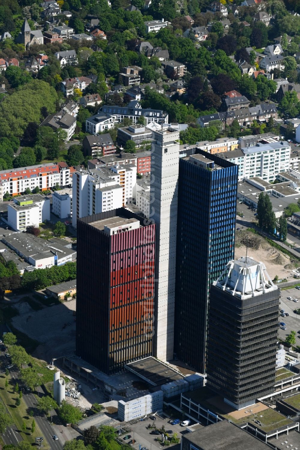 Aerial photograph Köln - Complex of buildings broadcasting center Deutschlandfunk in the district Rodenkirchen in Cologne in the state North Rhine-Westphalia, Germany