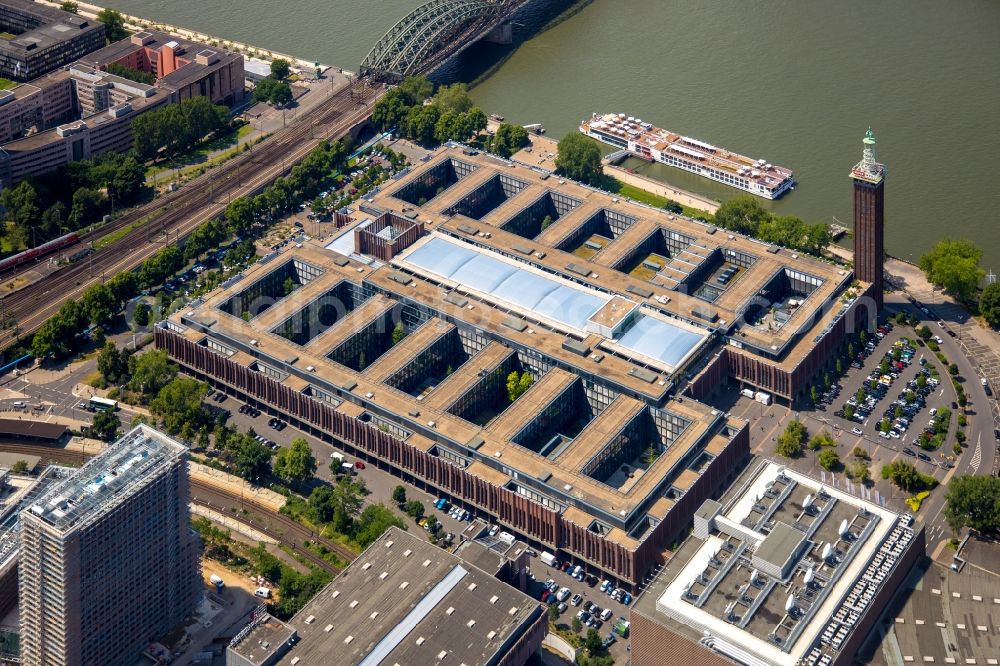 Aerial image Köln - Building complex of the broadcaster RTL Television GmbH on Kennedy-Ufer in the district Deutz in Cologne in the state North Rhine-Westphalia, Germany