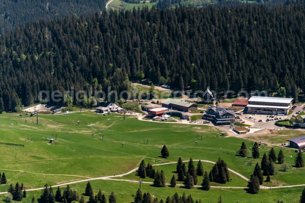 Feldberg (Schwarzwald) from above - Complex of the hotel building Am Feldberg in Feldberg (Schwarzwald) in the state Baden-Wurttemberg, Germany