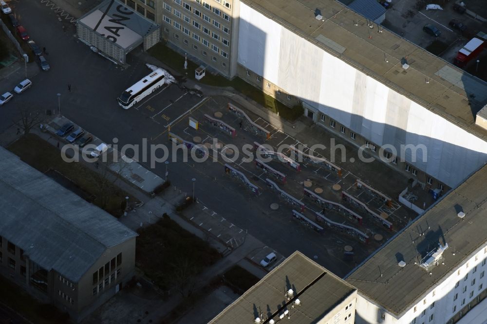 Berlin from above - Building complex of the Memorial of the former Stasi Ministry for State Security of the GDR in the Ruschestrasse in Berlin Lichtenberg