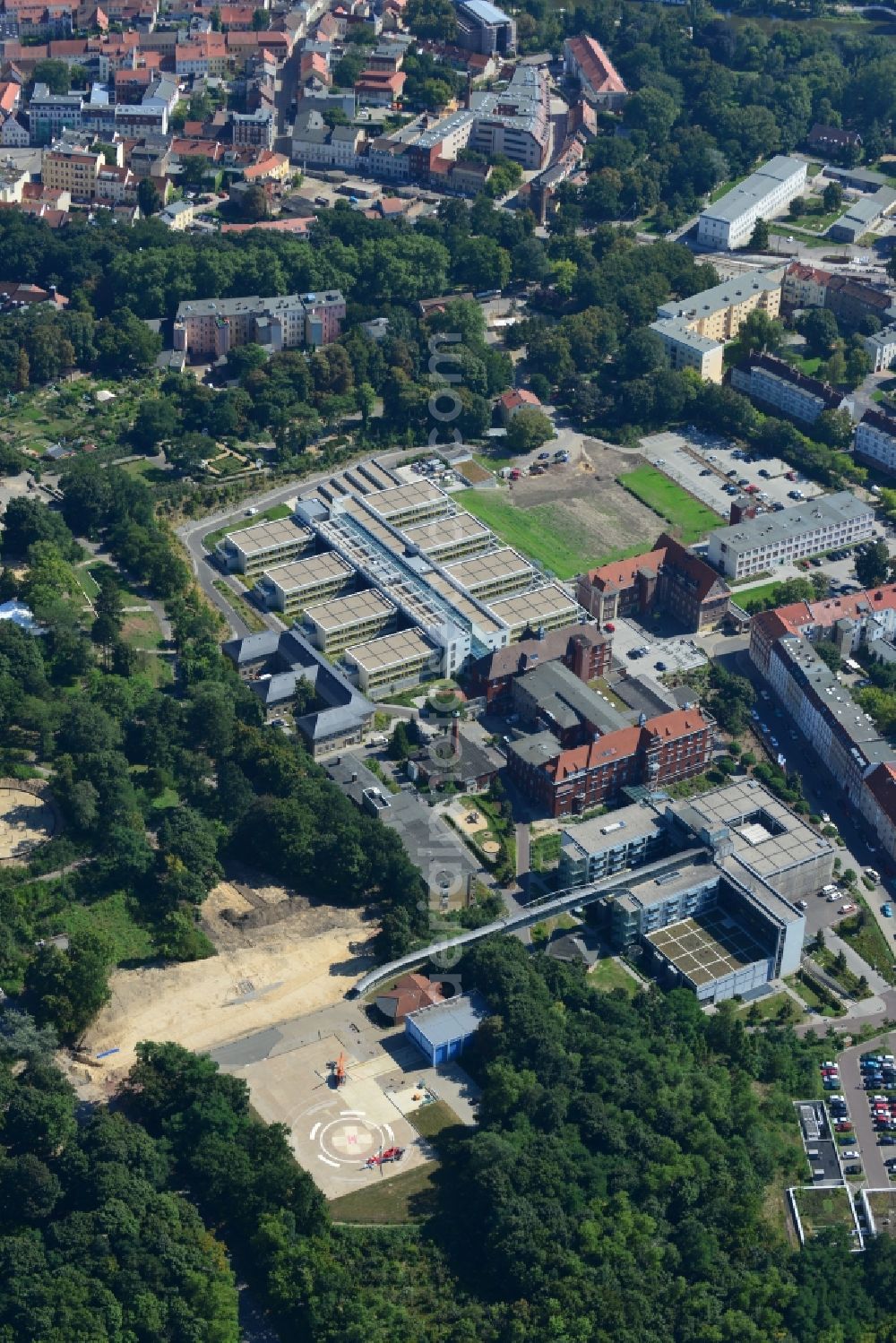 Aerial image Brandenburg - View of the construction site from the clinic / hospital Brandenburg