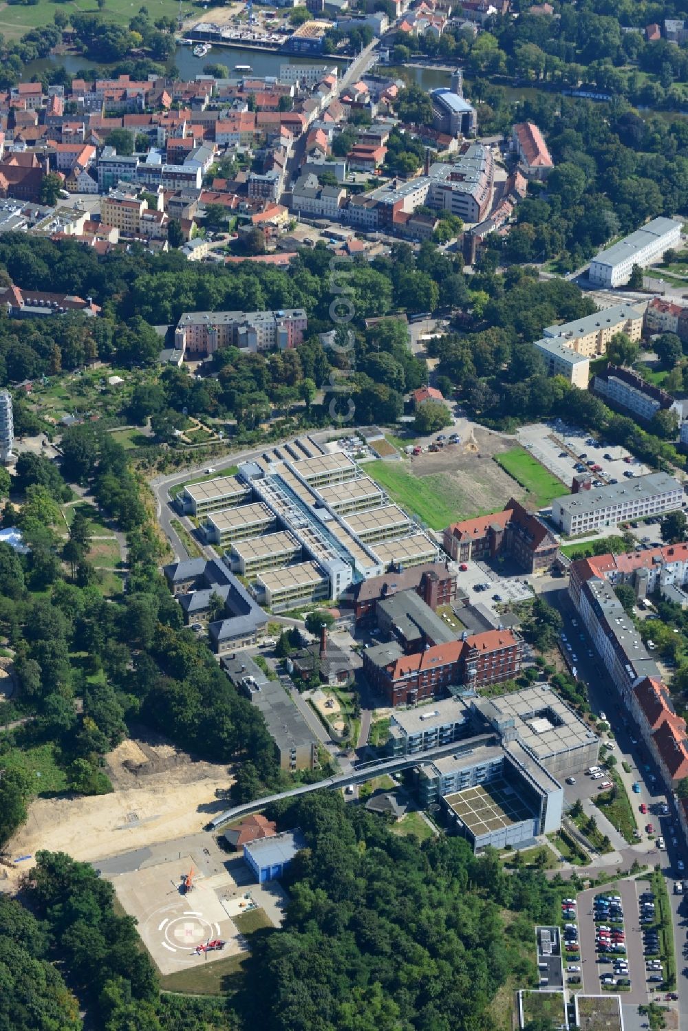 Aerial photograph Brandenburg - View of the construction site from the clinic / hospital Brandenburg