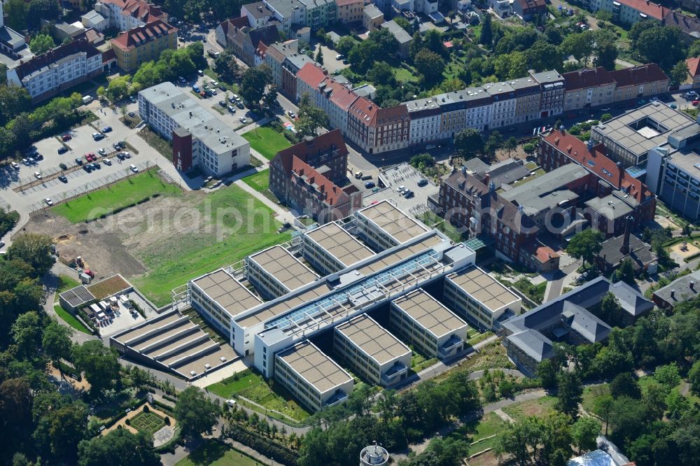 Brandenburg from the bird's eye view: View of the construction site from the clinic / hospital Brandenburg