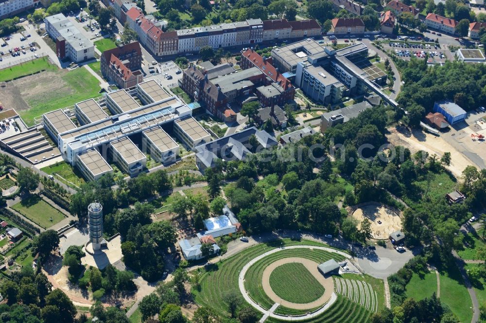 Aerial image Brandenburg - View of the construction site from the clinic / hospital Brandenburg