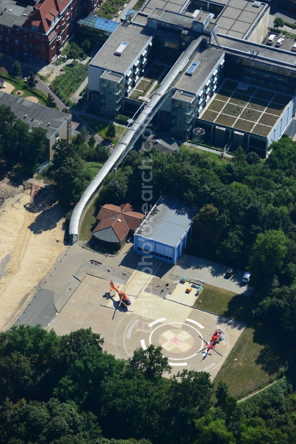 Aerial image Brandenburg - View of the construction site from the clinic / hospital Brandenburg