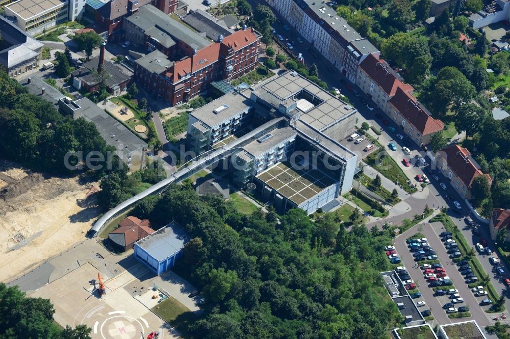 Brandenburg from above - View of the construction site from the clinic / hospital Brandenburg